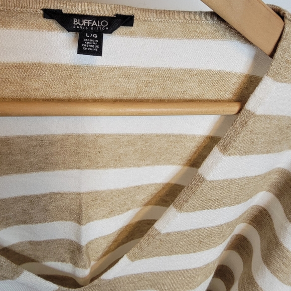 Buffalo David Bitton Tan and White Striped Sweater - Picture 2 of 3